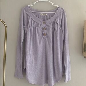 Free People We the Free thermal Lavender Long Sleeve button oversized